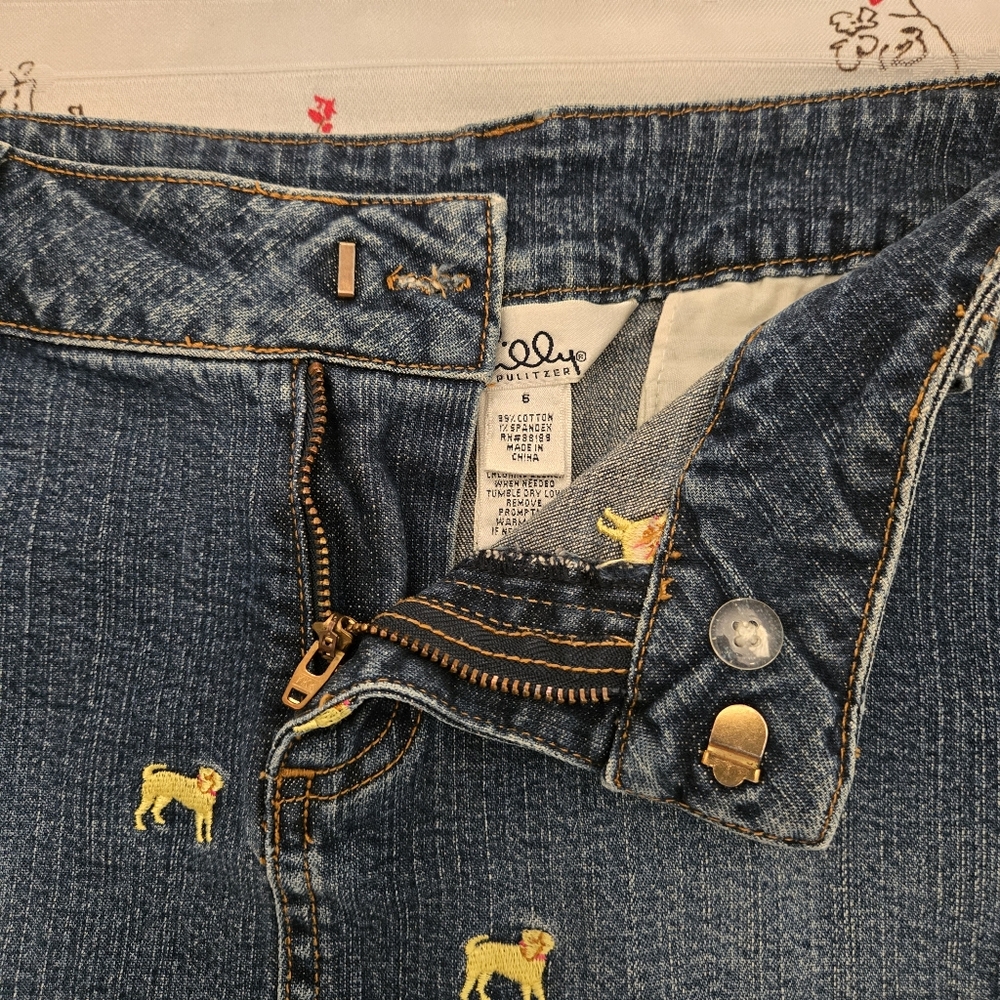 Embroidered denim skirt size 6, Lilly Pulitzer White Label, Dogs! - Picture 11 of 11